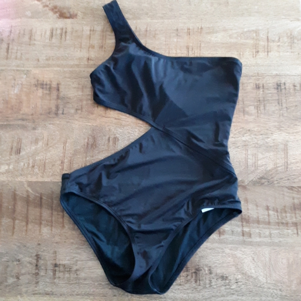 Black one piece bathing suit